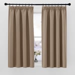 PONY DANCE Rideau Chambre - Rideau Occultant Thermique Double Draperies Interieurs, Rideaux Isolants Anti Chaleur/Froid Rideau Galon Fronceur, L 140 x H 160 cm, Cappuccino, 2 PCs