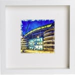 L Lumartos Wall Art Watercolour Print of Manchester City Football Club, The City of Manchester Stadium | with Stylish Contemporary 23cm x 23cm Frame 126