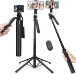 Trépied Pour Téléphone Portable Pied Appareil Photo Trepied Smartphone 180 Cm Support Telephone Trepied Video Voyage Avec Iphone, Android Et Samsung[YIN145480]