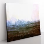 Ocean Rain in Cambodia in Abstract Modern Canvas Wall Art Print Ready to Hang, Framed Picture for Living Room Bedroom Home Office Décor, 35x35 cm (14x14 Inch)