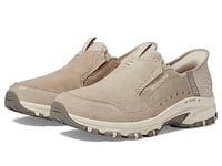 Skechers Femme Hillcrest Sunapee, Bordure Rose Clair en suédine et Lycra Taupe, 39 EU