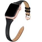 Läderarmband Kompatibelt med Apple Watch Rem Kvinnor, Toppskikt Läder Tunna Slanka Band för iWatch Serie 10/9/8/7/