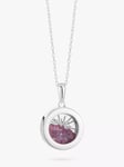 Rachel Jackson London Personalised Small Deco Sun Birthstone Amulet Necklace, Silver