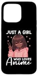 Coque pour iPhone 15 Pro Max Just a Girl Who Loves Anime Merch Afro-Américain Afro