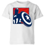 Avengers Assemble Captain America Outline Badge Kids' T-Shirt - White - 3-4 ans