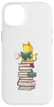 Coque pour iPhone 14 Plus Kawaii Cat Reading Book Stack Cute Bookworm T-shirt graphique