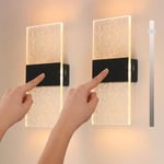 VOMI Applique Murale Chambre LED à Piles, Lampe Murale Rechargeable USB Lampe de Chevet Murale Sans Fil avec Interrupteur, Lot de 2 Lampe Magnétique Noir 3000K Éclairage Mural 3 Luminosité Réglable