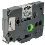 vhbw 1x Ruban compatible avec Brother PT E110, E100B, E105, E100, E100VP imprimante d'étiquettes 12mm Noir sur Blanc avec pointe argentée