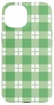 iPhone 15 Green White Checkered Plaid Flannel Gingham Pattern Checker Case