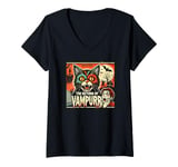 Womens Funny Vampire Cat, Halloween, Love Cats with Attitude V-Neck T-Shirt