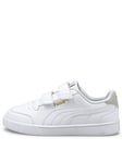 Puma Kid's Unisex Shuffle Velcro Trainers - White, White, Size 2 Older