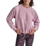 DKNY Women's Pullover Blouson Sleeve Varsity Puff Logo Fleece Sweatshirt, Pink Lavender, Medium