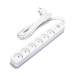 Multiprise Allemande série L 6 Prises avec Interrupteur, optimisation de l'énergie. Longueur de 3 m et câble 3G de 1,5 mm² pour Plus de sécurité. Disponible en Blanc et Gris.