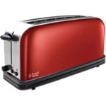 Grille-Pain Russell Hobbs 21391-56 Colours - Fente Large Spécial Baguette - 6 Niveaux de Cuisson - Rouge