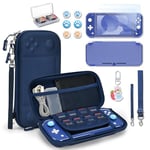 Younik Étui Switch Lite, Pochette Switch Lite 14 en 1 avec Étui de Transport, Coque Switch Lite transparent, Étui pour Cartes de Jeu, 2 Protecteurs d'écran, Bleu Étui de Transport pour Switch Lite