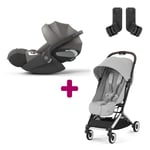 Cybex Pack Poussette Duo Orfeo Fog Grey + adaptateurs Coque Cloud T i-Size Mirage