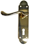 Scroll Lever Door Handle Lock Latch Furniture Polished Brass Oakley DL168 Pair