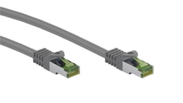 Goobay RJ45 netværkskabel med CAT 8.1 S/FTP råkabel, AWG 26, grå kobberleder, LSZH halogenfri kabelkappe, RJ45-stik (CAT 6A), 20 m