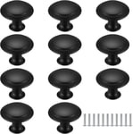 11 Pièces Boutons de Tiroir, Boutons de Meuble Ronds en Noir, Boutons de Portes pour Placards, Poignée de Meuble Cuisine, Boutons Armoire Ronds, Bouton de Meuble pour Cuisine Placard