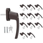 Poignée de fenêtre Poignée de fenêtre Alu verrouillable Aluminium Serrure Set Design Marron 12X