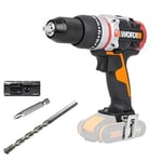 WORX -   WX354.9 Taladro Percutor 20V S/bat Perceuse à percussion Brushless Slammer Drill 20 V S/Batt, Noir