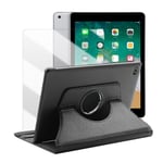 Etui Rotatif En Simili Cuir + Verre Trempé Pour Ipad 9.7" (2018) (A1954/A1893) - Noir - Visiodirect -