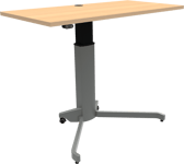 ZenRise, Enkeltben hæve-/sænkebord, firkantet, natur/sølv, H120x120x60 cm, bøg