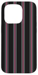 Coque pour iPhone 15 Pro Noir Gris Rose Rayé Girly Esthétique Preppy Stripe