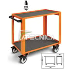 Chariot Beta CP51 O orange solide avec 2 étagères capacité de charge 750Kg