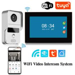 Visiophone WiFi 7" Écran tactile, Interphone vidéo 1080P, Sonnette vidéo avec TUYA APP, pour Système de Contrôle d'Accès RFID