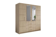 Escaldes Garderobe med Skuffer + Dører 196 cm - Beige / Tre Natur Garderober & garderobesystem Beige,Natur Scandinavian Choice