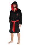 Liverpool F.C. Dressing Gown for Men, Mens Fleece Hooded Robe, Football Gifts (Black, 3XL)