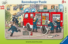 Ravensburger - Puzzle Enfant - Puzzle cadre 15 p - Ma voiture de pompier - Dès 3 ans - 06172