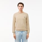 Lacoste Pull coton uni col rond Taille XL Beige