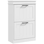 HOMCOM Meuble à Chaussures, Armoire à Chaussures, 2 Portes abattants, étagères réglables, pour entrée, Couloir, 54 x 24 x 82,5 cm, Blanc