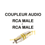 Adaptateur Coupleur RCA Mâle vers RCA Mâle Filet de Repérage Jaune Qualité Métal