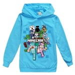 Barnens tecknade spel Hoodie Casual Långärmad Huvtröja Minecraft Grafisk Tröja för 5-12 år pojkar flickor-Xin Light Blue 7-8Years