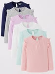 Everyday Girls 6 Pack Core Long Sleeve T-Shirts - Multi, Multi, Size Age: 2-3 Years