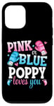 iPhone 15 Pro Pink Or Blue Poppy Loves You Boxing Gender Reveal Party Case