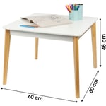 Sans Marque - Table enfant carrée peint blanc et pieds en pin 60x60xh48cm - Blanc