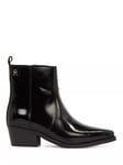 Tommy Hilfiger Leather Cowboy Boots, Black