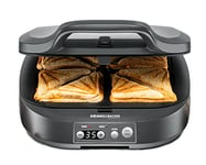 ROMMELSBACHER Appareil à croque-monsieur ST 1800, 4 sandwichs XL, revêtement antiadhésif, minuterie de 15 minutes, arrêt automatique, boîtier Cool Touch, 1800 W, gris ardoise