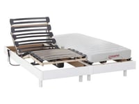 Lit électrique de relaxation lattes + matelas accueil latex - 2 x 80 x 200 cm - Blanc - TYNDARE de DREAMEA