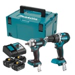 MAKITA MACHINES Pack Perceuse Visseuse à chocs DLX2359TJ1 - 18V + 3 batteries 5Ah et chargeur