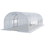 Toolport Serre de Jardin Serre Tunnel Plastique Robuste 3x6m - Bâche pe 180g/m² blanc transparent