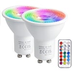 VARICART GU10 Colour Changing LED Bulbs, 5W Dimmable Spot Light Bullb, 12 Colour RGB + Cool White 6000K, 5 Modes, Built-in Memory with Remote, 35W~50W Equiv. for Everyday & Mood Lighting (2 Pack)