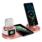 Pink 30W 7 en 1 Sans Fil Chargeur Stand Pad Pour iPhone 14 13 12 Pro Max Apple Montre Airpods Téléphone Chargeurs Rapide De Charge Dock Station ""Nipseyteko