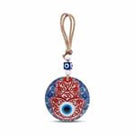 Mystiska juveler - Hamsa Hand of Fatima in Glass with Turkish Eye for Good Luck at Home (modell 1)