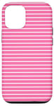 Coque pour iPhone 12/12 Pro Rose Blanc rayé Girly Esthétique Preppy Stripe