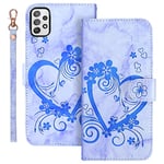 Auslbin Coque Samsung Galaxy A53 5G Housse Cuir PU d'amour Motif Flip Folio Portefeuille Etui Protection pour Samsung Galaxy A53 5G - Bleu